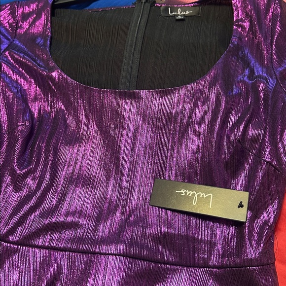 Lulus Shimmering metallic Purple Dress. NWT. - Picture 6 of 6